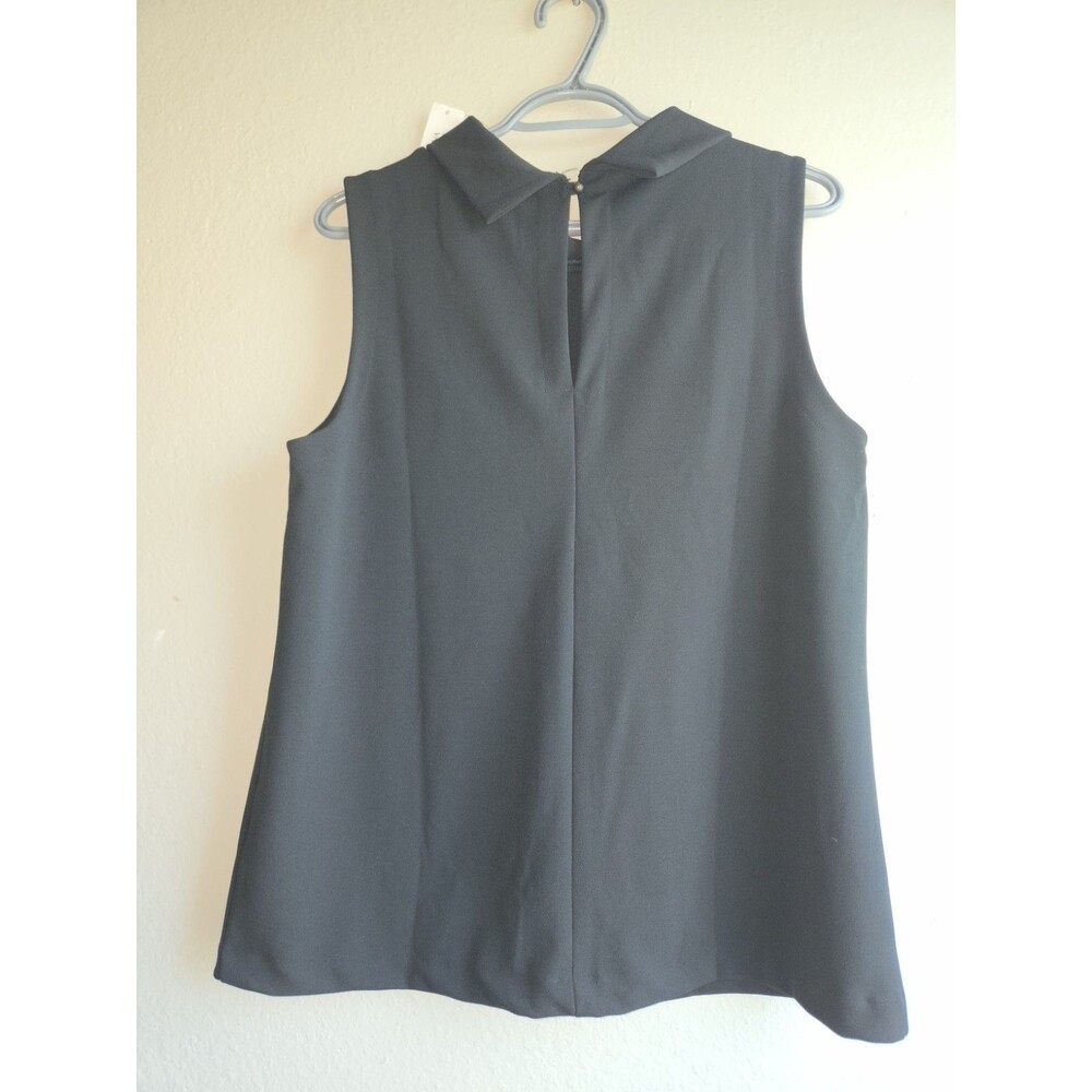 NWT Banana Republic Women Black Sleeveless Mock Neck Pleated Top Blouse Size L - Picture 6 of 8